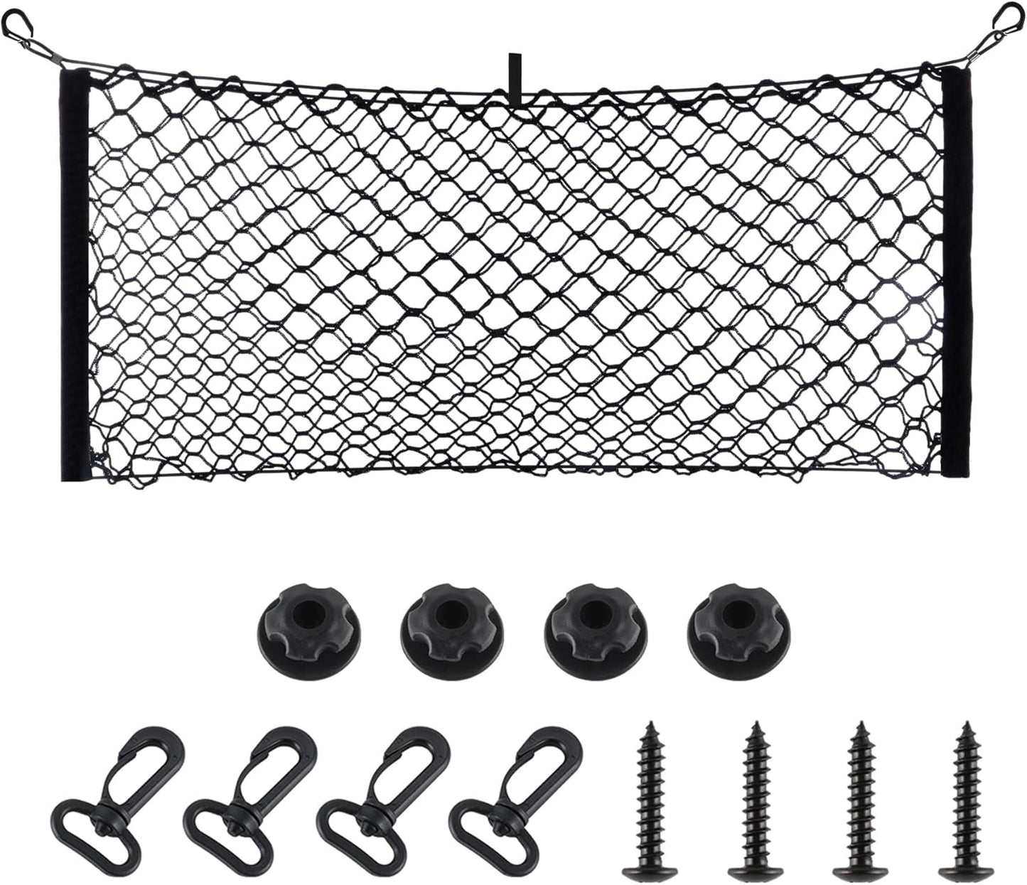 Amiss Cargo Net Stretchable, Car Exterior Accessories, Adjustable Elastic Trunk Storage Net with Hook for SUVs, Cars and Trucks (35.4x15.8 Inch)