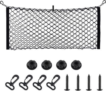 Amiss Cargo Net Stretchable, Car Exterior Accessories, Adjustable Elastic Trunk Storage Net with Hook for SUVs, Cars and Trucks (35.4x15.8 Inch)