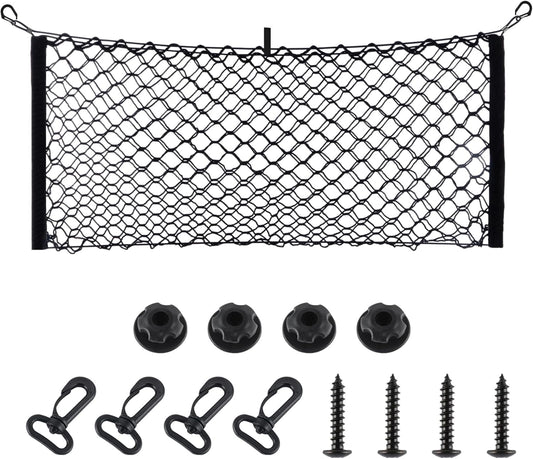 Amiss Cargo Net Stretchable, Car Exterior Accessories, Adjustable Elastic Trunk Storage Net with Hook for SUVs, Cars and Trucks (35.4x15.8 Inch)