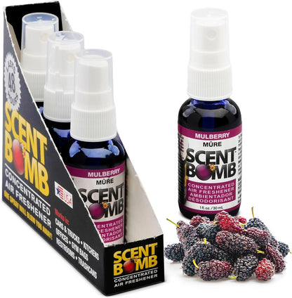 Scent Bomb Air Freshener Spray, Long-Lasting Odor Eliminator - Effective Deodorizer for Home & Car, Fresh Room Spray for Kitchen, Bathroom & Smell Neutralizer - 1 oz Pack of 4, Black Cherry Scent