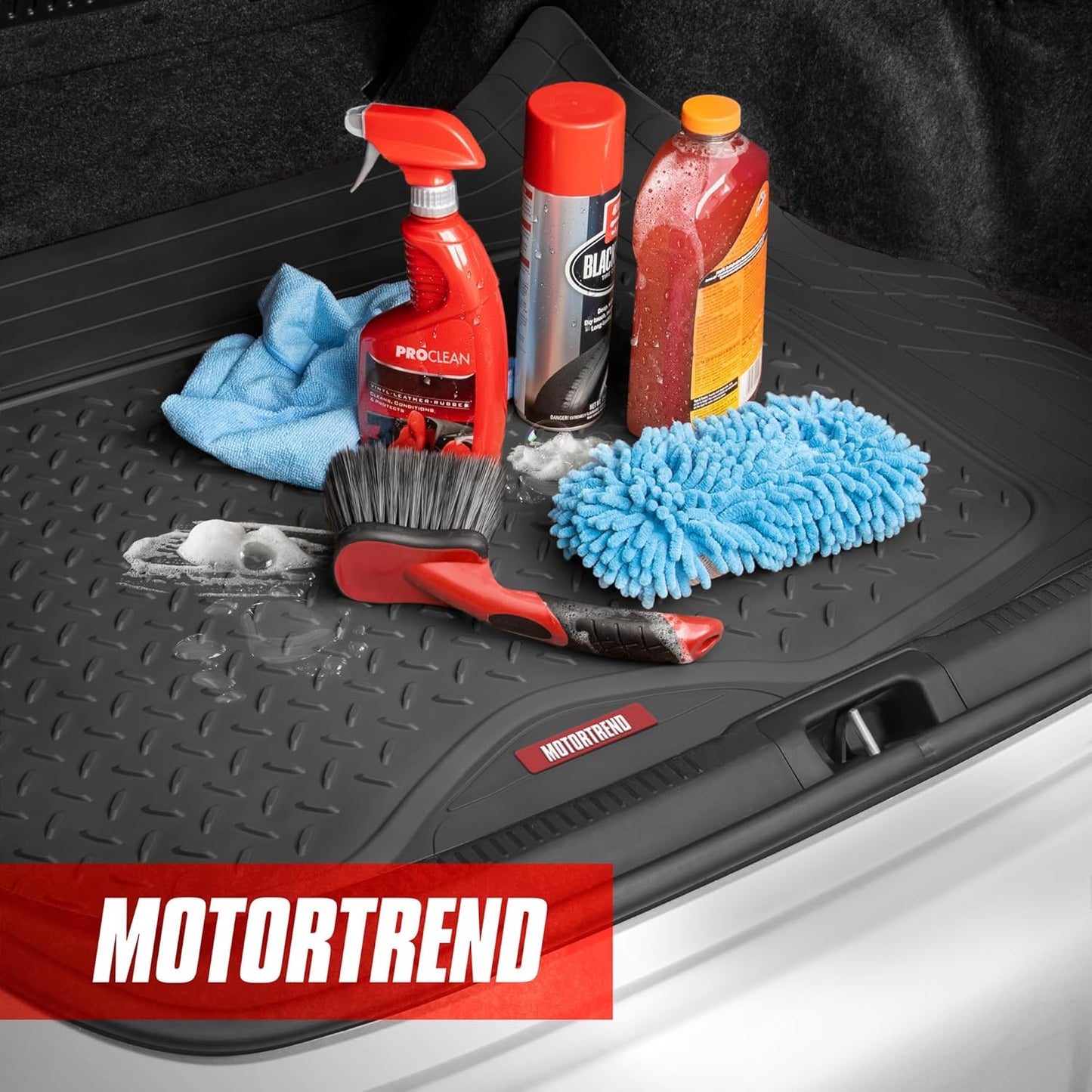 Motor Trend Heavy Duty Utility Cargo Liner Floor Mats for Car Truck SUV, Trimmable to Fit Trunk, All Weather Protection