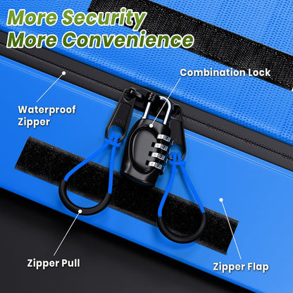 APTY 21 Cubic Feet Car Rooftop Cargo Bag Carrier, Soft Roof Top Luggage Bag for All Vechicles with/Without Racks - with Waterproof Zip, Luggage Lock, Anti-Slip Mat, Storage Bag, Door Hooks, Blue