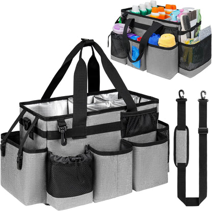 Cleaning Caddy Bag, Cleaning Supplies Organizer for Housekeepers, Housekeeping Caddy with Handle and Detachable Padded Cushion, Black