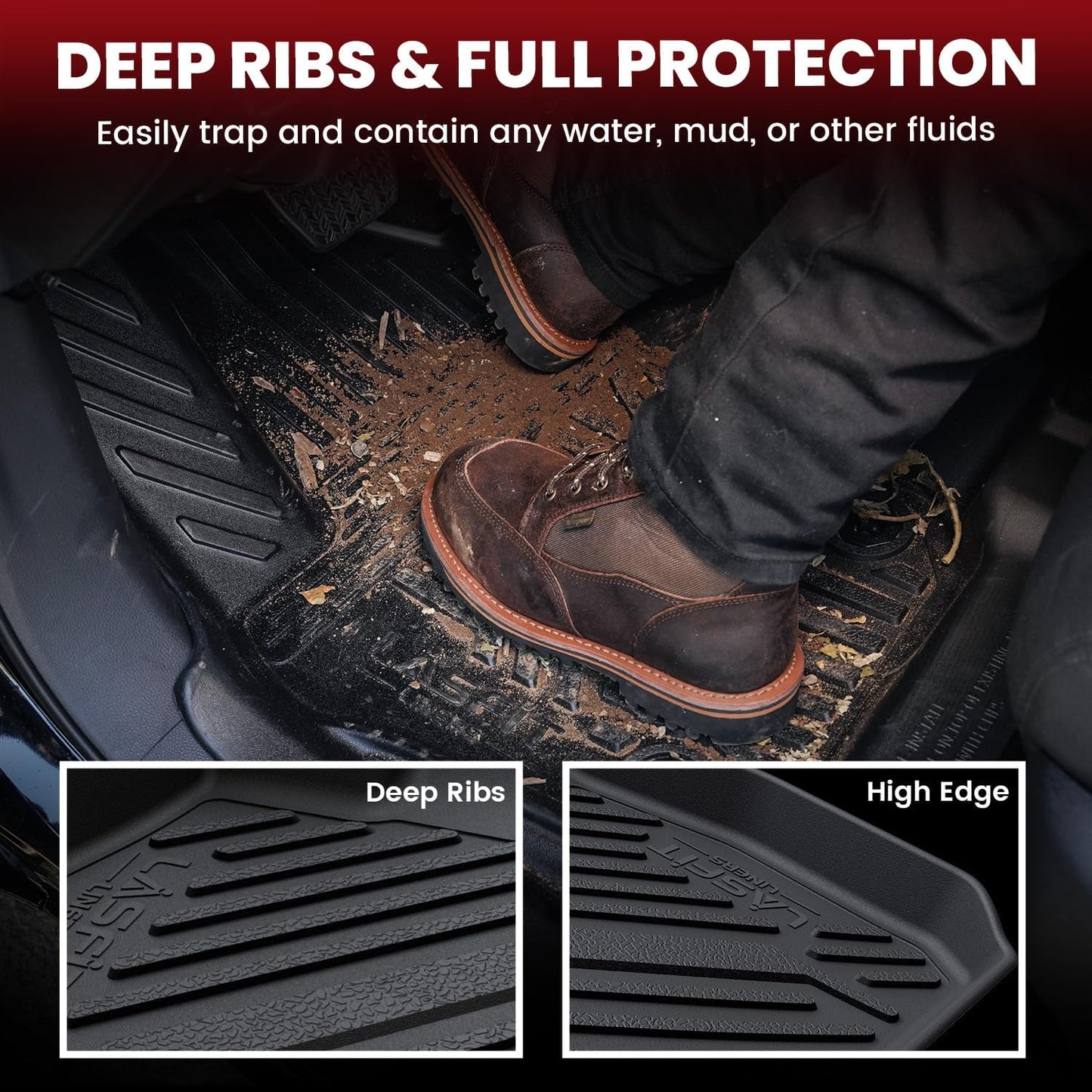 LASFIT Floor Mats and Cargo Liner for Honda CR-V 2026 2025 2024 2023 (Gasoline & Hybrid & e:FCEV), All Weather TPE Car Trunk Mat (Upper Position), 1st & 2nd Row & Trunk Liner Full Set Black