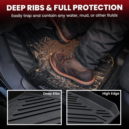 LASFIT Floor Mats for 2019-2025 2026 Ram 2500/3500 Crew Cab Bucket Seat for Carpet & Vinyl Floor (NOT fit Model with PTO Kit), All Weather TPE Custom Fit Car Mats Floor Liners 1st & 2nd Row, Black