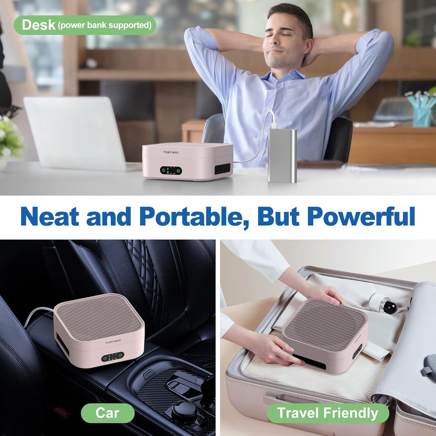 Air Purifiers for Home 600 Sq.Ft, TDBYWAE H13 True HEPA Air Purifier with USB Cable for Pets Dust Dander Pollen Odor Smoke, Small Portable Air Purifier for Bedroom Office Desktop Car RV