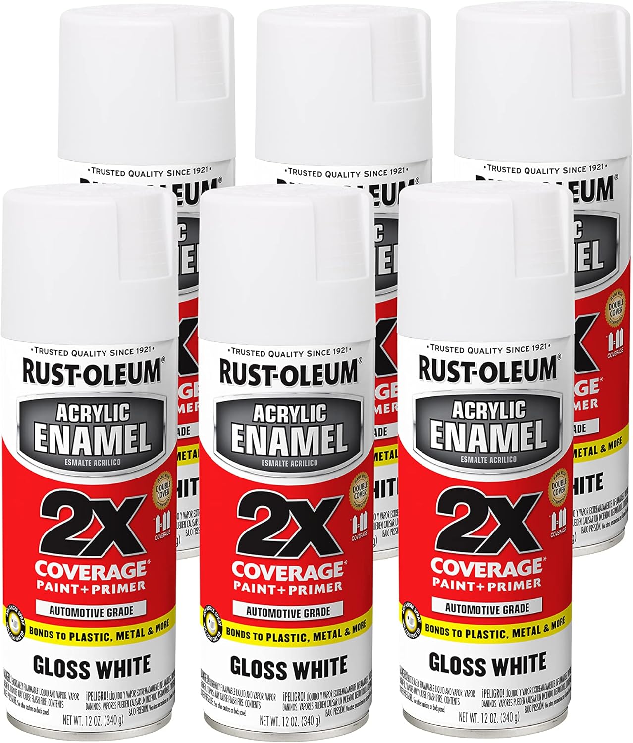 Rust-Oleum 271903 Acrylic Enamel 2X Spray Paint, 12 oz, Gloss Black, (Pack of 1)