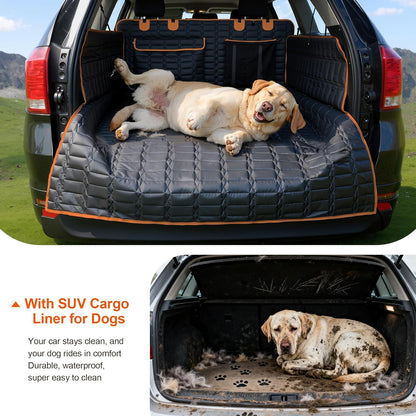 Reliadura SUV Cargo Liner for Dogs, Waterproof Dog Trunk Cover with Bumper Flap Protector, Pet Cargo Mat for SUVs Sedans Vans, Non-Slip Scratchproof Dog Seat Cover, Large Size Universal Fit