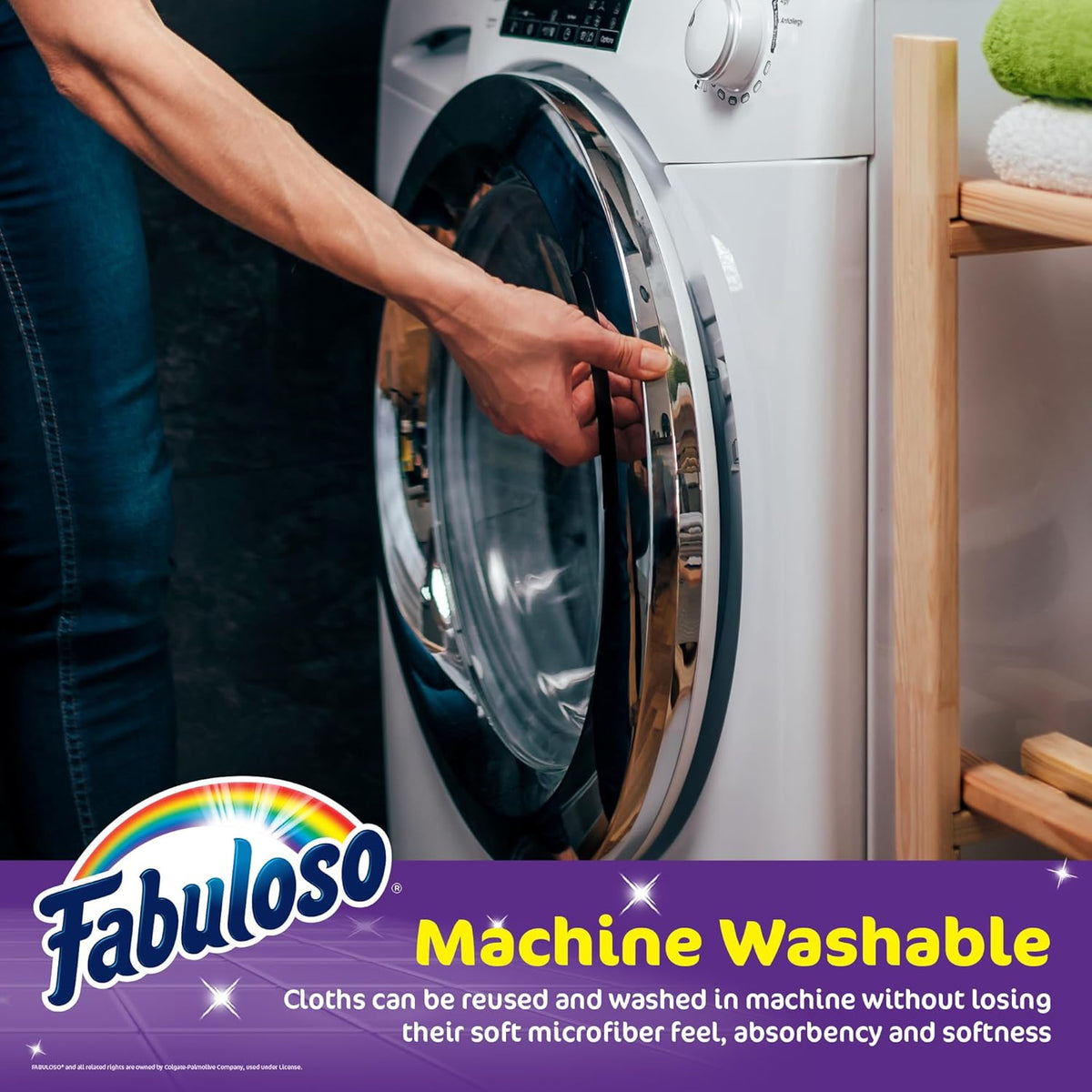 Fabuloso Microfiber Cleaning Cloths for Home & Car, Lint-Free Scratch-Free Rags for Glass, Kitchen & Wood, Reusable Machine Washable, Absorbent for Dusting & Wiping, Rainbow, 13 x 13 in, 8 Count