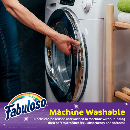 Fabuloso Microfiber Cleaning Cloths for Home & Car, Lint-Free Scratch-Free Rags for Glass, Kitchen & Wood, Reusable Machine Washable, Absorbent for Dusting & Wiping, Rainbow, 13 x 13 in, 8 Count