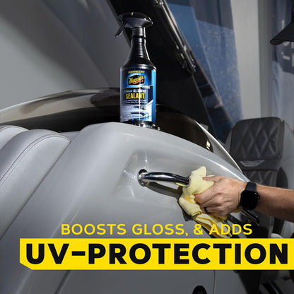 Meguiar's Marine & RV Hybrid Ceramic All Surface Sealant - Premium Fiberglass and Gel Coat Sealant that Boosts Gloss, Beading & Protection from UV Damage - Easy to Apply and Wipe Off – 32 Oz Spray