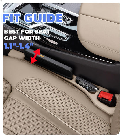 BESTKEE Car Seat Gap Filler 2 Pack, No Drop Seat Gap Plug with Dual Storage Slots, Blocks Phones Keys Coins, Flexible EVA Console Gap Filler Auto Accessories for Cars SUVs Trucks