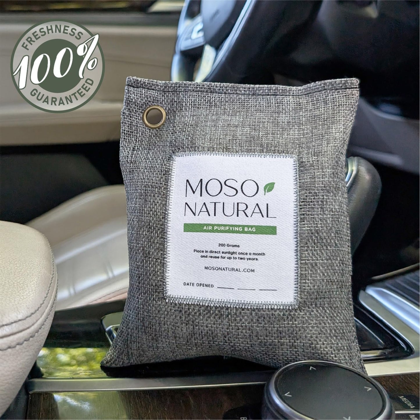 Moso Natural Air Purifying Bag 200g | HGTV Editor's Pick | Premium Bamboo Charcoal Odor Absorber for Home & Car | Closet Odor Eliminator & Car Air Freshener | Long Lasting Charcoal Bags Cover 90sqft