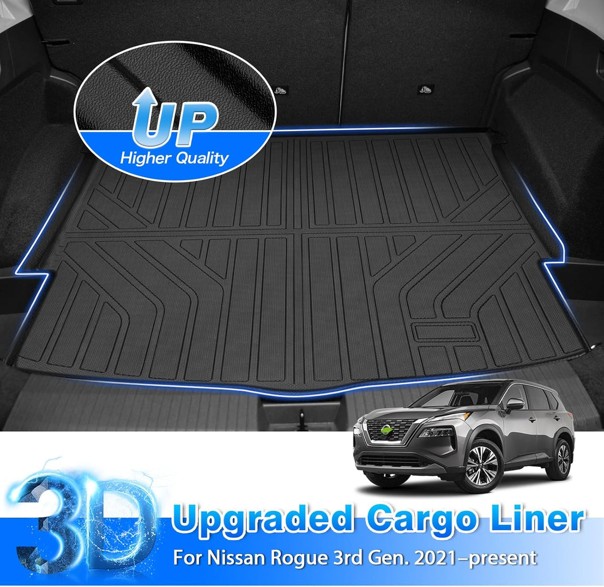 Rav4 Cargo Liner - Trunk Mat for Toyota RAV4 2019-2024 2025, All Weather Cargo Mat for rav4 Accessories, Heavy Duty (Fit for All Models)