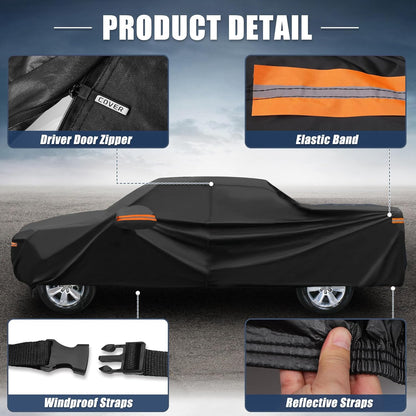 X AUTOHAUX Car Cover for Honda Civic Sedan/Coupe 210D-PU Outdoor Full Car Cover All Weather with Door Zipper for Waterproof Windproof Sun Rain Snow Protection