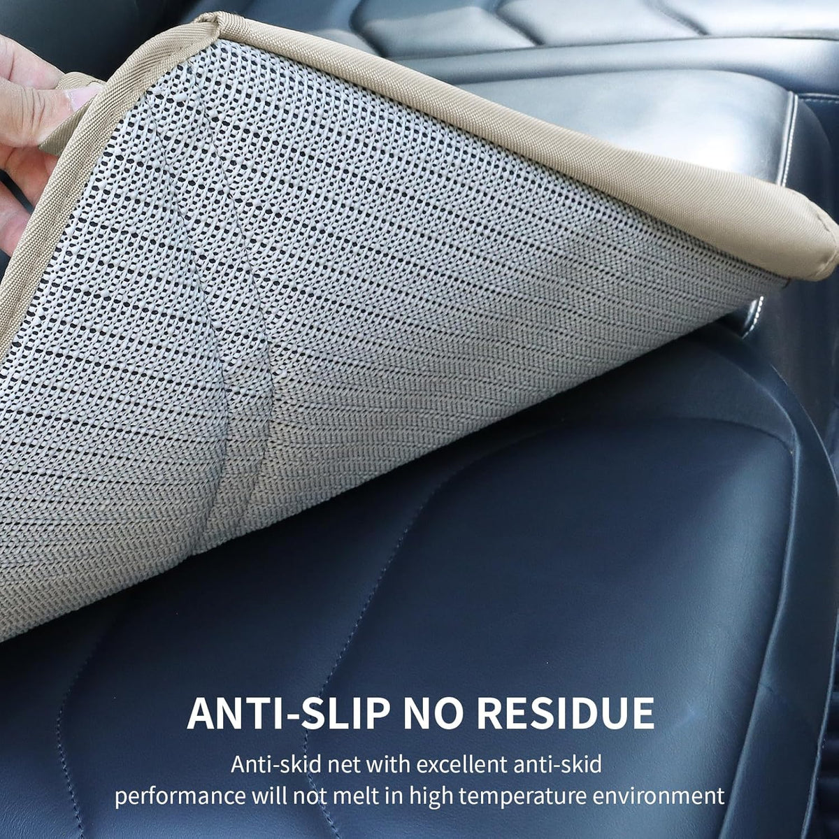 Viaviat Car Seat Protector Leather Waterproof Child Safety Seat Protector Cover with Thick Pad and 2 Large Pockets Durable Kick Mat for All Auto Seat (Beige)