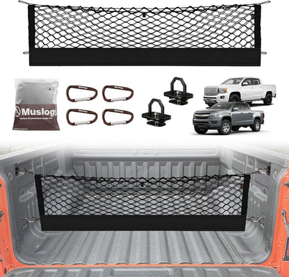 Muslogy Truck Bed Cargo Net Trunk Netting Compatible with 2023-2025 2026 Honda CR-V Accessories, Pickup Cargo Organizer SUV Sedan Storage Net w/Heavy Duty Carabiners - Colors A