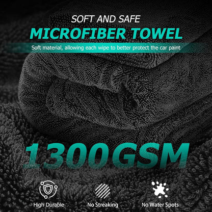 Microfiber Towels For Cars 2-Pack Car Drying Towel 1300 Gsm Ultra-Large Soft Microfiber 35" x 27.5" & 19.7" x 11.8" Towels Are Great For Car And Home Cleanups No Streaks, Scratches Or Water Spots