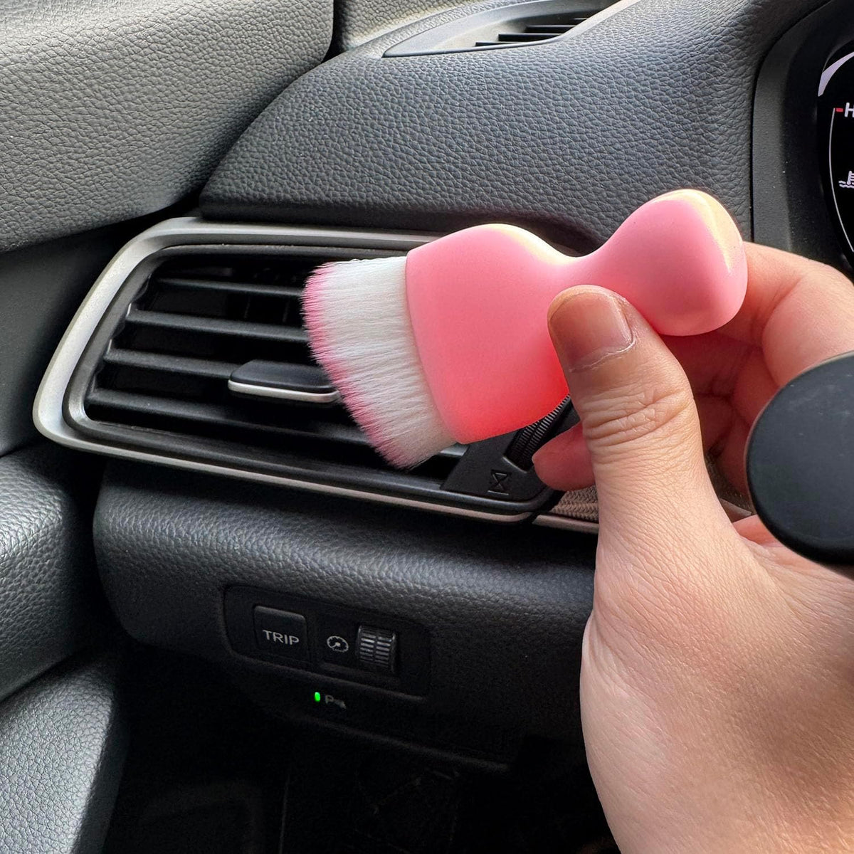 Car Detailing Brush, Soft Bristle Cleaning Brush, Scratch-Free Auto Duster Tool for Dashboard, Air Vents, Leather & Interior Cleaning (Black&Brown)