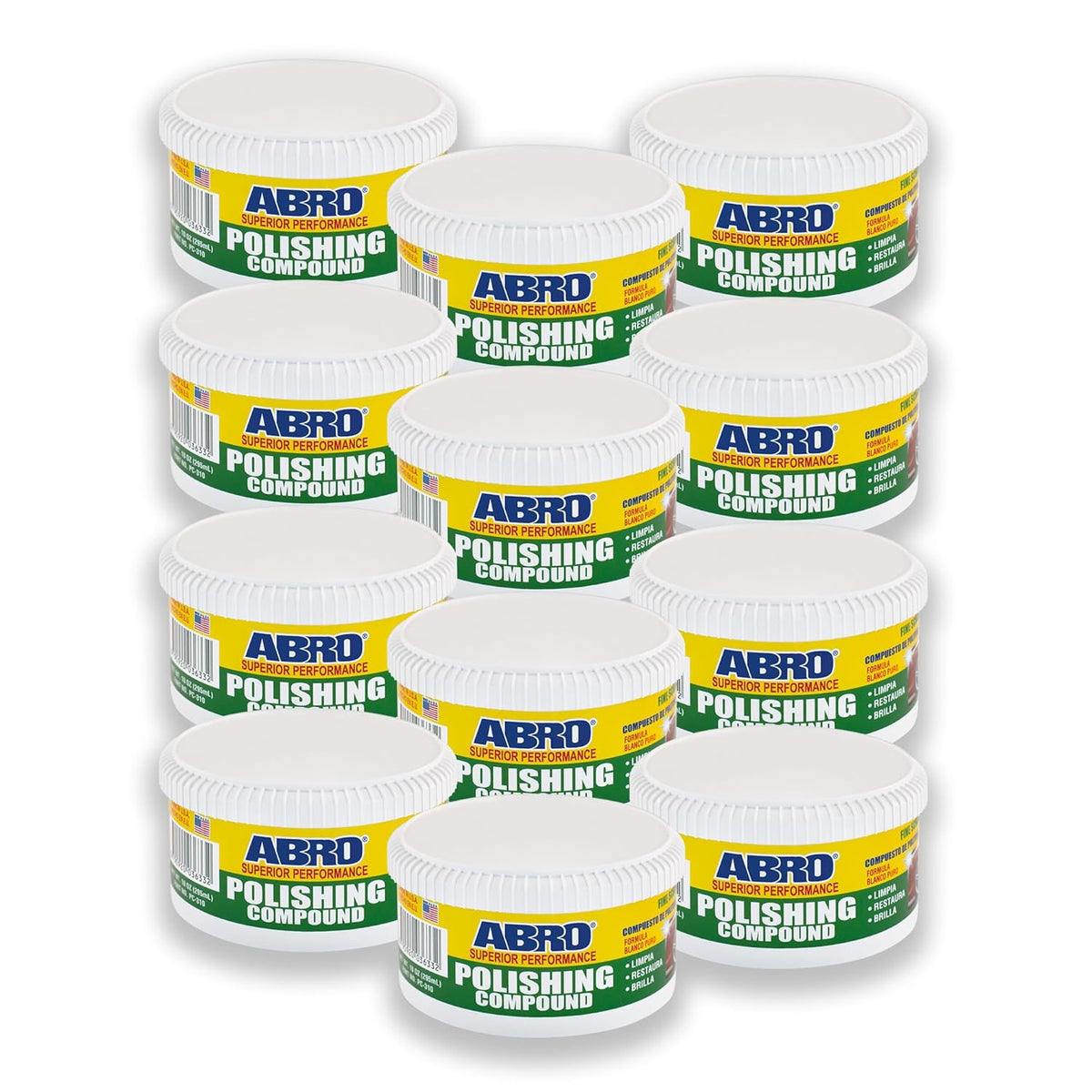 ABRO Polishing Compound 10 oz — Fine Cut Car Polish & Scratch Remover for Vehicles, Oxidized Paint, Swirl Marks, Scuffs, Dull Finish, Buffing & High-Gloss Auto Detailing