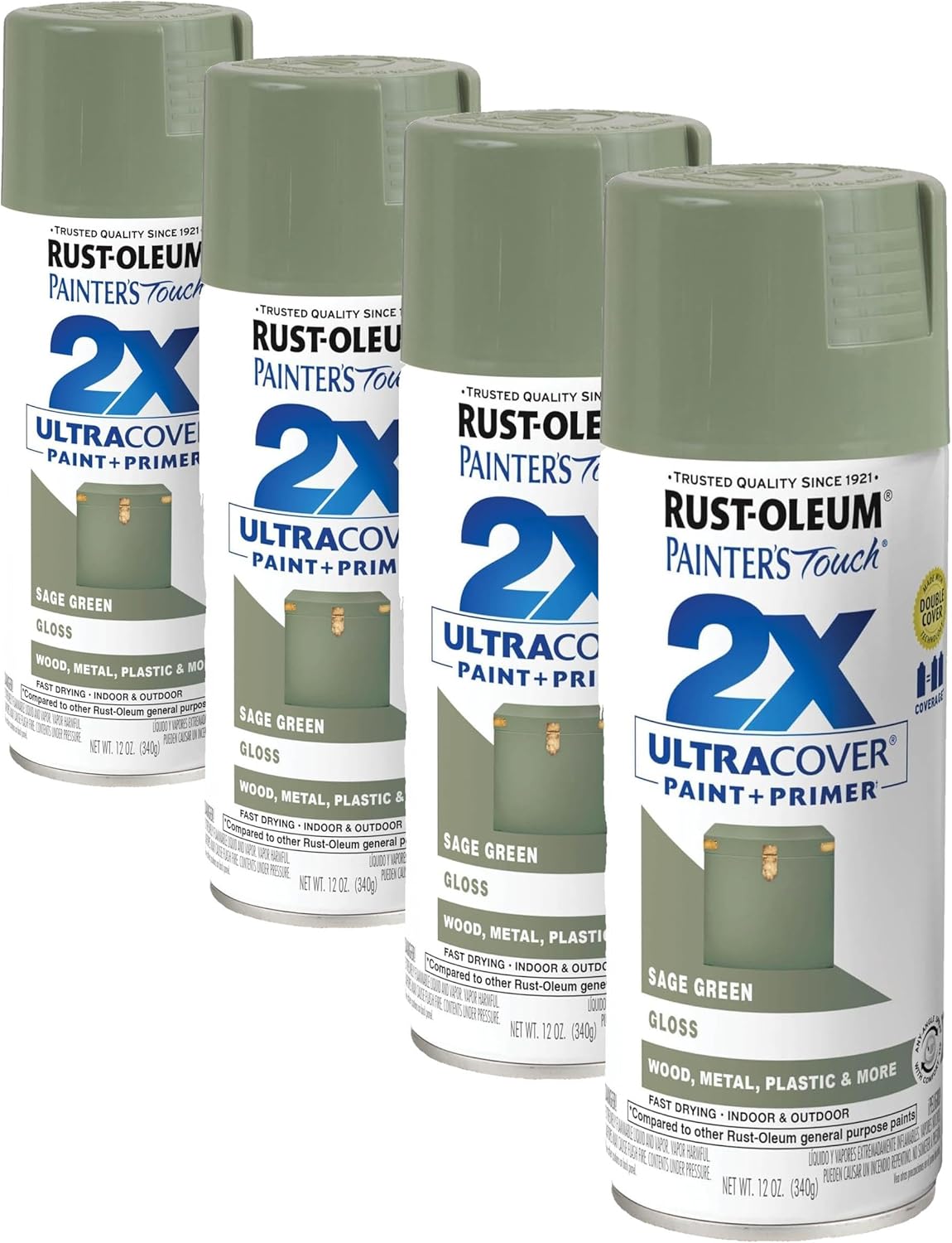 Rust-Oleum 334029 Painter's Touch 2X Ultra Cover Spray Paint, 12 oz, Gloss Clear - Colors A
