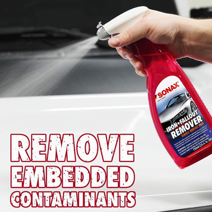 SONAX Iron + Fallout Remover | High-Performance Decon Spray for Paint, Glass & Wheels | Dissolves Embedded Contamination, Industrial Residue & Lime Scale | Fast Acting Formula | 750ml | 513400