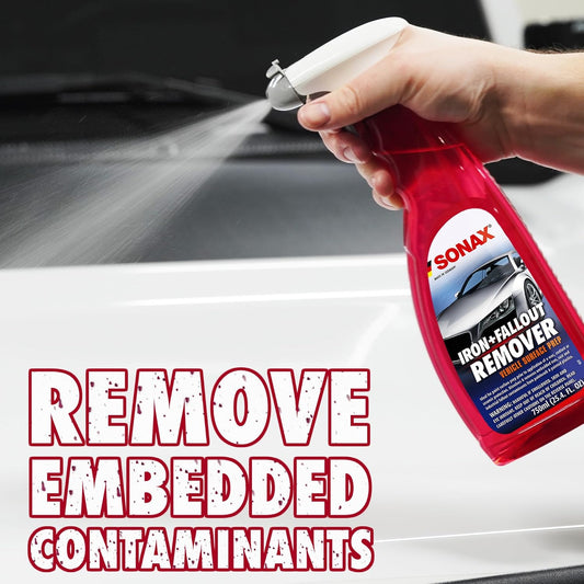 SONAX Iron + Fallout Remover | High-Performance Decon Spray for Paint, Glass & Wheels | Dissolves Embedded Contamination, Industrial Residue & Lime Scale | Fast Acting Formula | 750ml | 513400