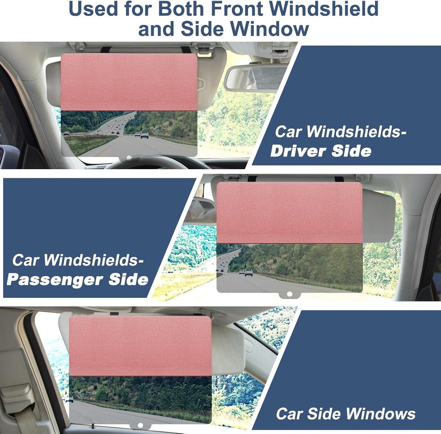 NAZZO Sun Visor Extender for Car, Sun Blocker with PC Sunshade Lens, Magnetic Mounting Adjustable Position, Protect from Glare, UV Rays, Snow Blindness for Safe Driving, Universal for Car, SUV (Black)