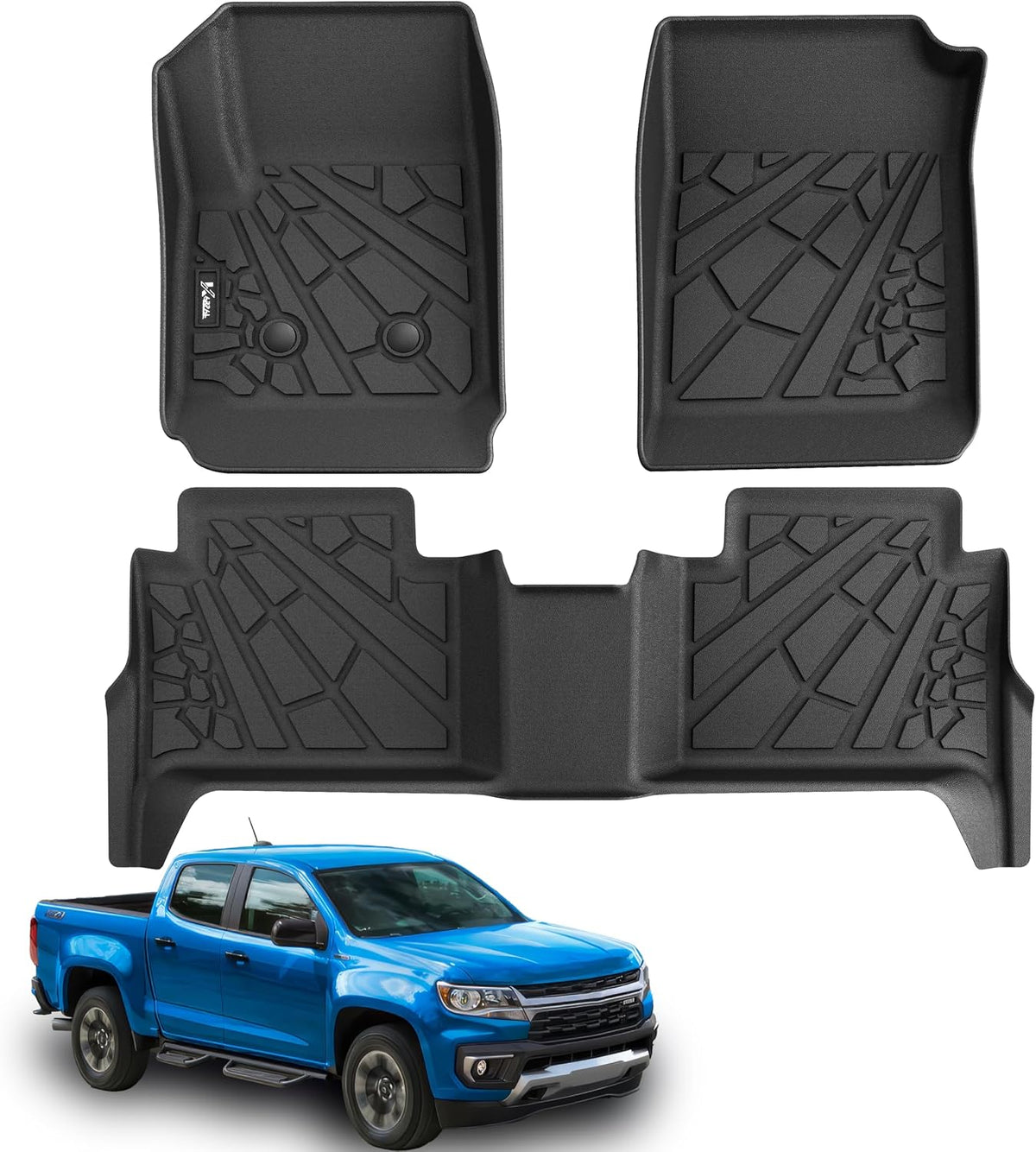 KARPAL Floor Mats for 2007-2013 Chevy Silverado & GMC Sierra 1500 Crew Cab / 2007-2014 2500/3500 HD(Footwell Coverage), All-Weather TPE Custom Fit Floor Liners Car Accessories