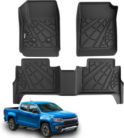 KARPAL Floor Mats for 2007-2013 Chevy Silverado & GMC Sierra 1500 Crew Cab / 2007-2014 2500/3500 HD(Footwell Coverage), All-Weather TPE Custom Fit Floor Liners Car Accessories