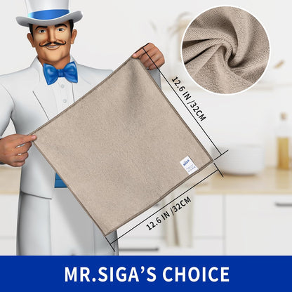 MR.SIGA Microfiber Cleaning Cloth, All-Purpose Microfiber Towels, Streak Free Cleaning Rags, Pack of 12, Grey, Size 32 x 32 cm(12.6 x 12.6 inch)