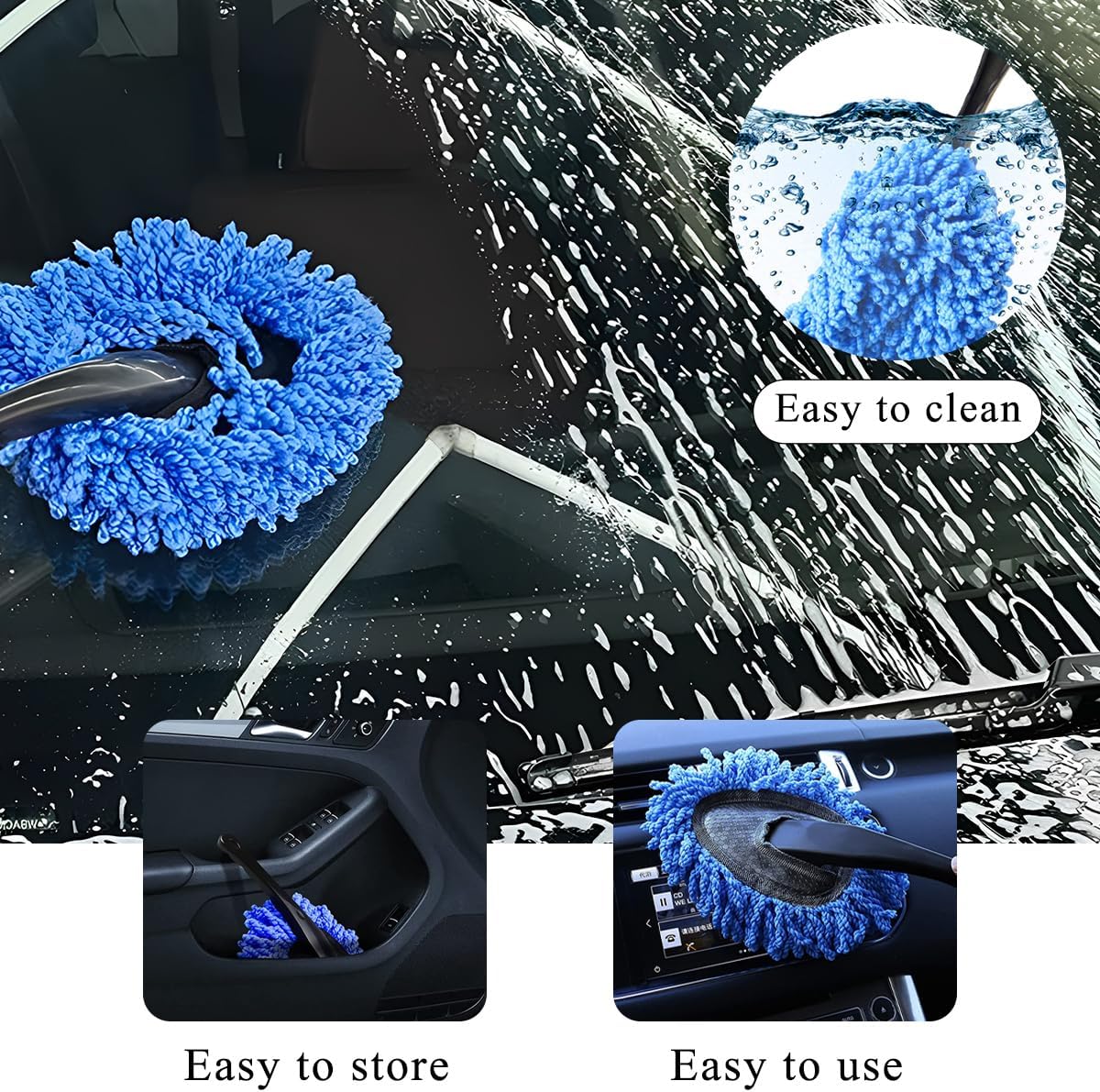 KVAEY Car Dash Duster Brush, Super Soft Microfiber Multi-Functional Car Cleaning Brush, Scratch Free Dash Dusting Tool with a Anti-Skid Handle for Vehicle Home Kitchen Cleaning (Gray)