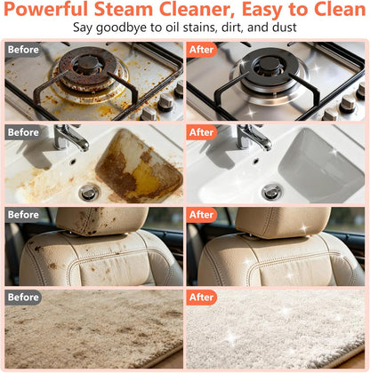 Steam Cleaner, Portable Steamer for Cleaning with 16pcs Accessories, 6-Level Adjustable and 15s Heat-Up, Handheld Steam Cleaner for Home, Tile, Dirt, Grout, Grease, Car Detailing