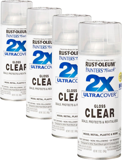 Rust-Oleum 334029 Painter's Touch 2X Ultra Cover Spray Paint, 12 oz, Gloss Clear - Colors A