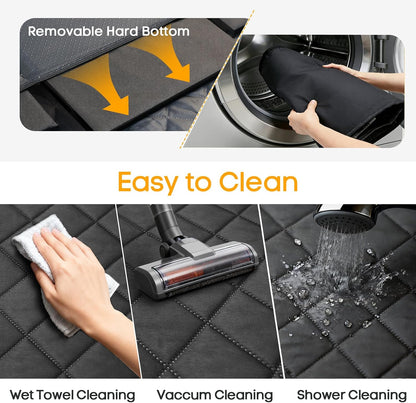 PETICON Back Seat Extender for Dogs, Hard Bottom Dog Car Seat Cover - Supports 400lbs, Rear Seat Pet Cover with Mesh Window, Waterproof Dog Hammock for Car SUV