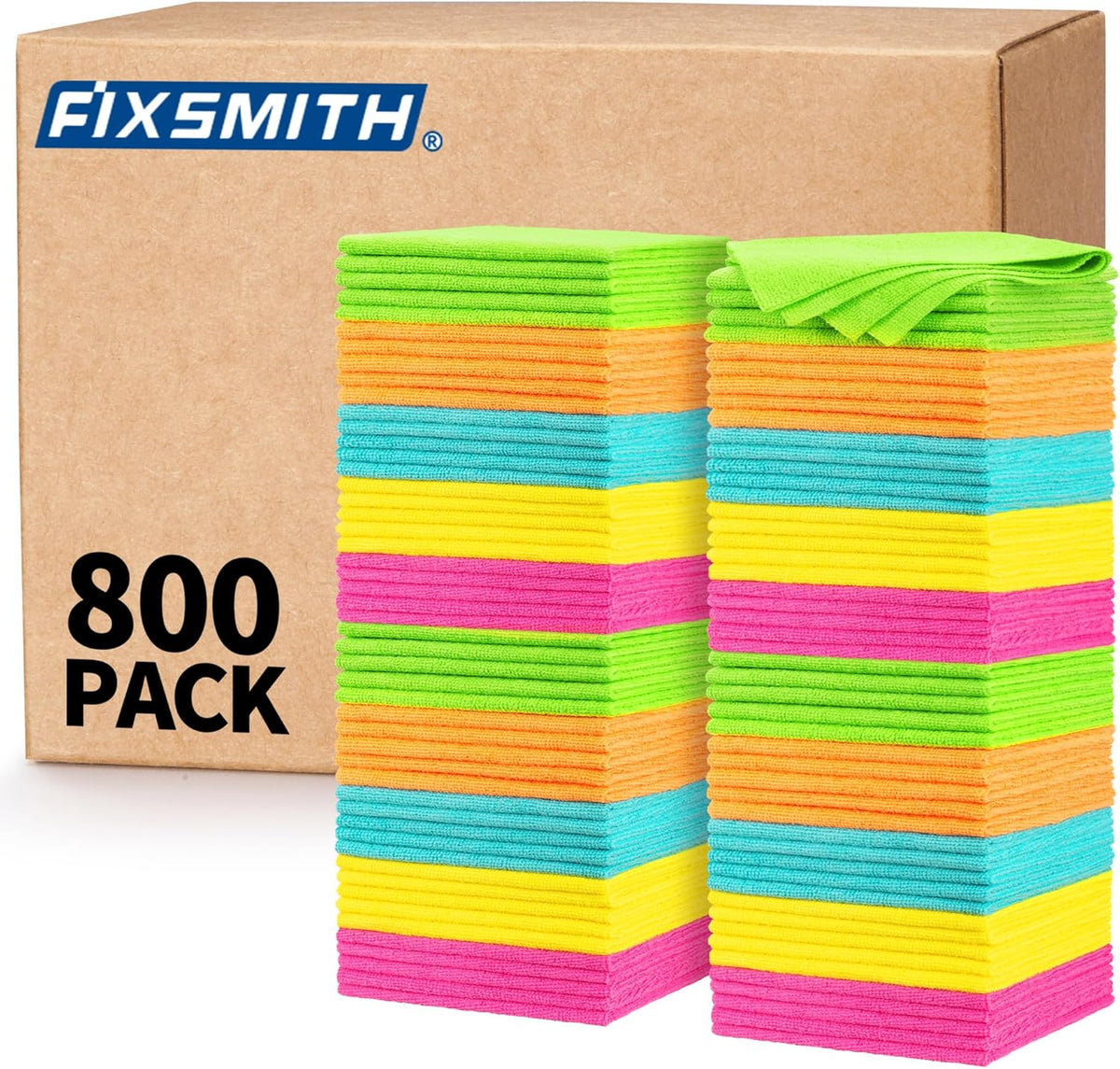 FIXSMITH Shop Towels, Pack of 200, Grey Microfiber Cleaning Cloth Bulk, Microfiber Towels for Cars, All-Purpose Absorbent Cleaning Rags, Dust Cloth for Automotive, Mechanic, Garage, 11.5 x 11.5 inch
