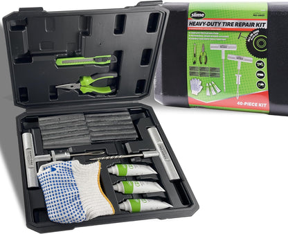 Slime 2040-A Tire Repair Plug Kit, Deluxe, Contains Strings, Tools and Glue, 11 Pieces