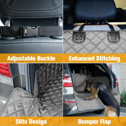 PETICON SUV Cargo Liner for Dogs, Waterproof Trunk Cover for SUVs with Bumper Flap Protector, Scratchproof Durable 600D Oxford Fabric, Non-Slip, Machine Washable