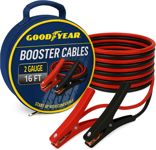 GOODYEAR Heavy Duty Jumper Cables for Car Battery - 4 Gauge Thick Wire, Extra Long 16 ft Booster Cables with Carrying Case for Cars, Trucks, SUVs, Emergency Roadside Kit Car Accessories