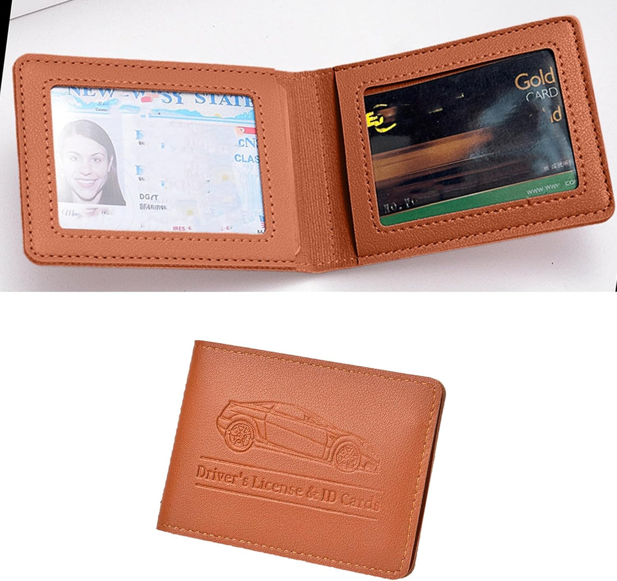Car Registration and Insurance Holder, Leather Vehicle Document Card Glove Box Organizer, Essential Small Auto Driver License Case, Universal Automotive Interior Accessories(Black)