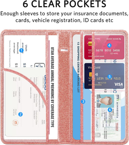 CoBak Car Registration and Insurance Holder - Vehicle Glove Box Car Organizer,Auto Truck Comparment Accessories Case with Magnetic Closure for Driver License,Cards - Colors B