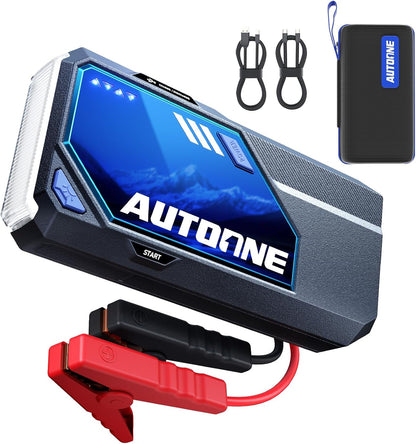 AUTOONE 6000A Car Battery Jump Starter Up to All Gas & 12L Diesel Engine, Car Battery Jumper Starter Portable 12V Jump Box with USB Output, Storage Case, LED Flashlight