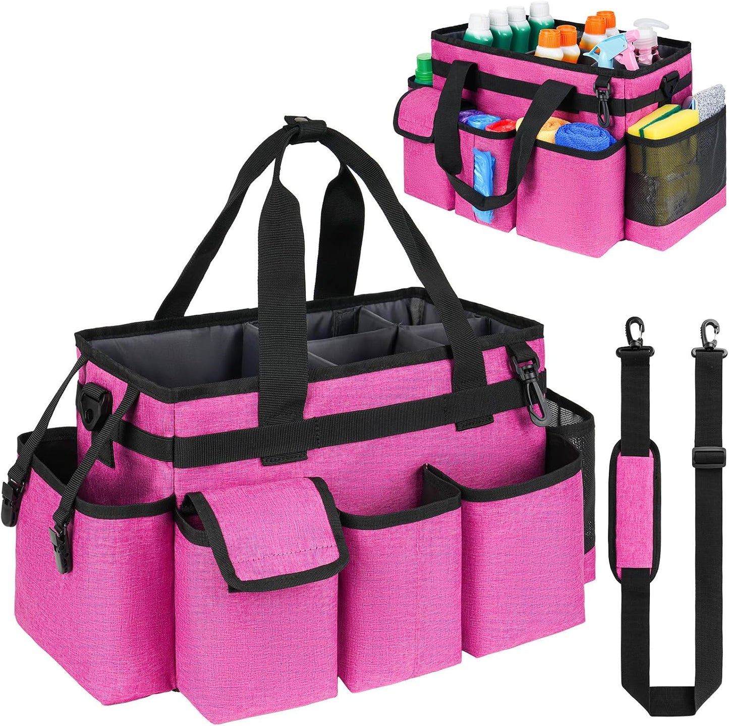 Cleaning Caddy,Cleaning Bag for Housekeepers,Cleaning Supplies Organizer with Handle,Black