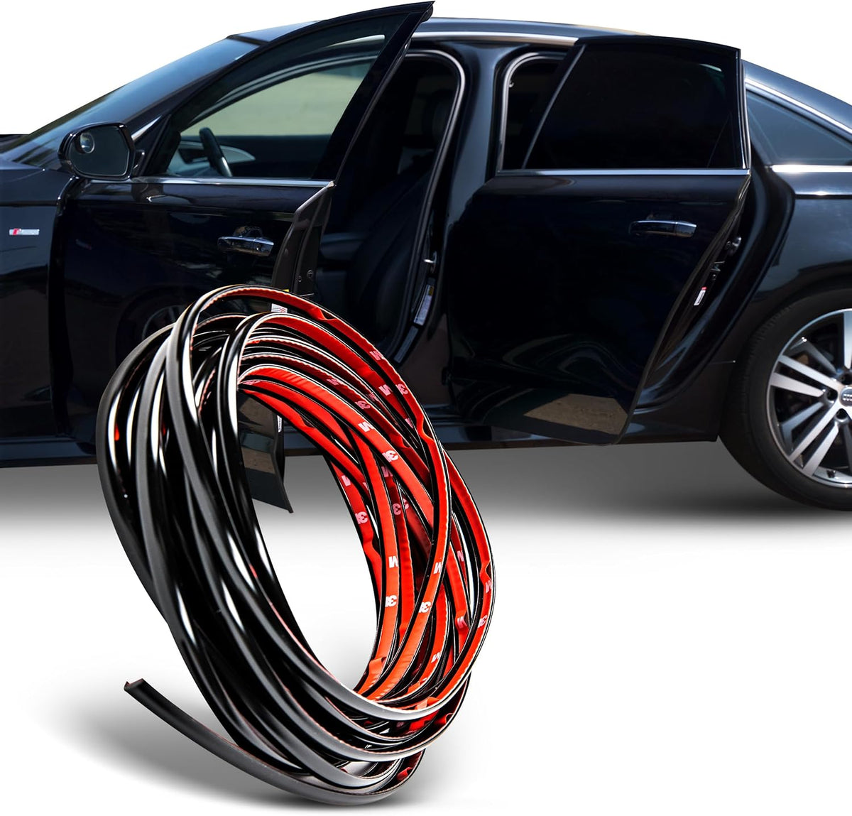 True Line Automotive L Shaped Car Door Edge Guards - 12 FT Car Door Edge Protector - Ultra-Durable Door Edge Guard with 3M Adhesive, Universal Fitting, Scratch Protection for Car Doors, Lightweight