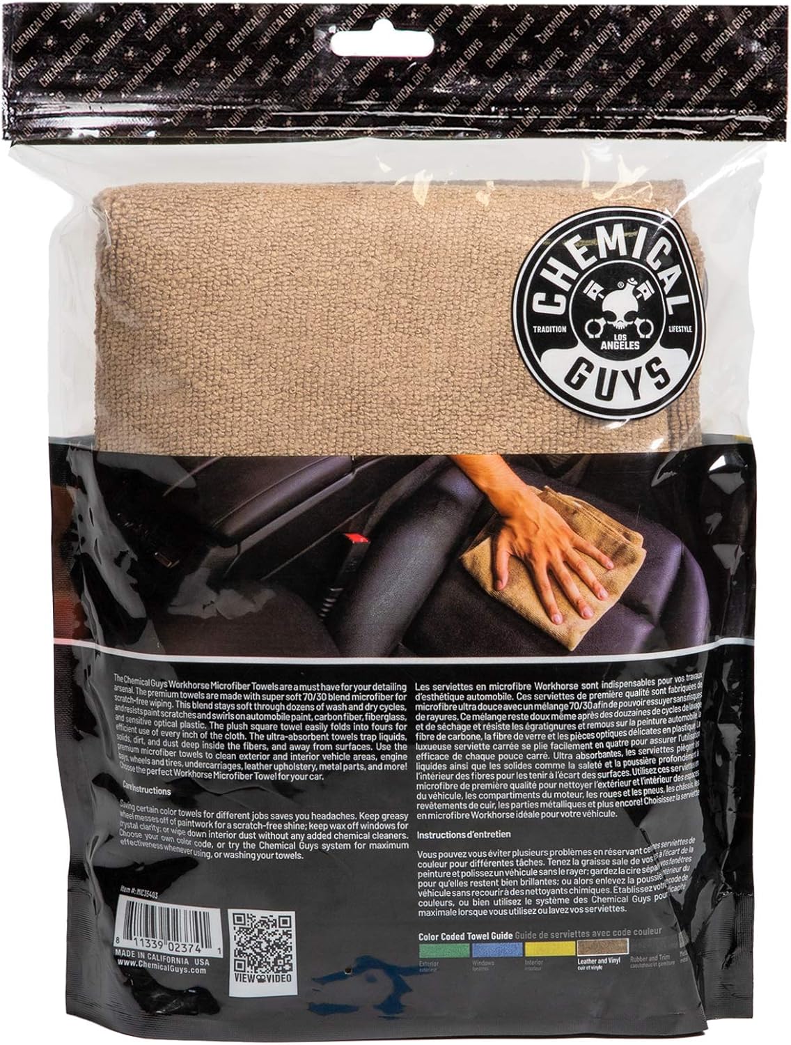 Chemical Guys Workhorse Professional Grade Microfiber Towels for Cars - Black 16x16 Inch Microfiber Cleaning Cloths for Home & Pet Drying, Soft & Scratch-Free, Washing, Drying & Cleaning, 3 Pack