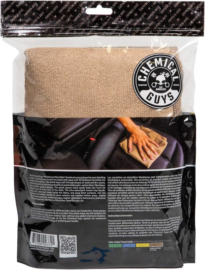 Chemical Guys Workhorse Professional Grade Microfiber Towels for Cars - Black 16x16 Inch Microfiber Cleaning Cloths for Home & Pet Drying, Soft & Scratch-Free, Washing, Drying & Cleaning, 3 Pack