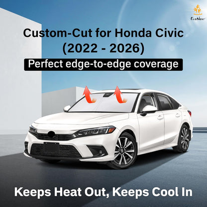 EcoNour Car Windshield Sun Shade | 2025 Upgraded Innovative No-Light-Pass Technology for Maximum Coverage | Foldable Sun Shade Keeps Your Vehicle Cool | Must-Have Car Accessories | Small (59" x 29") - Colors B