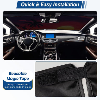 Car Windshield Sun Shade, Foldable Front Window Sunshade Blocks UV Rays, Keep Car Interior Cool, Universal Fit for Hatchback, Truck, SUV, MPV
