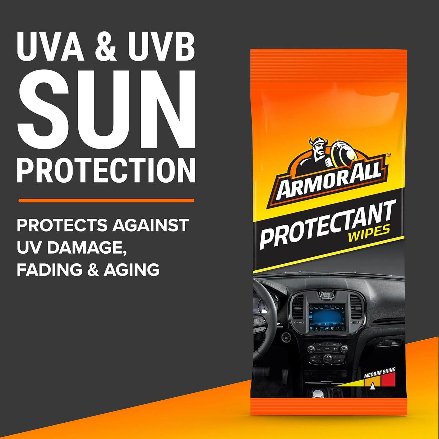 Armor All Car Protectant Wipes, Interior Car Wipes with UV Protection Against Cracking and Fading, 60 Wipes