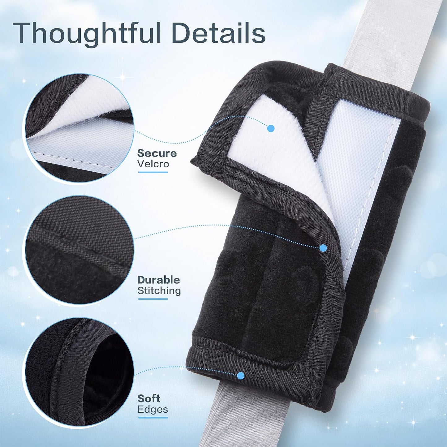Pro Goleem Car Seat Strap Covers for Babies Soft Car Seat Strap Shoulder Pads for All Car Seats, Stroller, Pushcar, Black